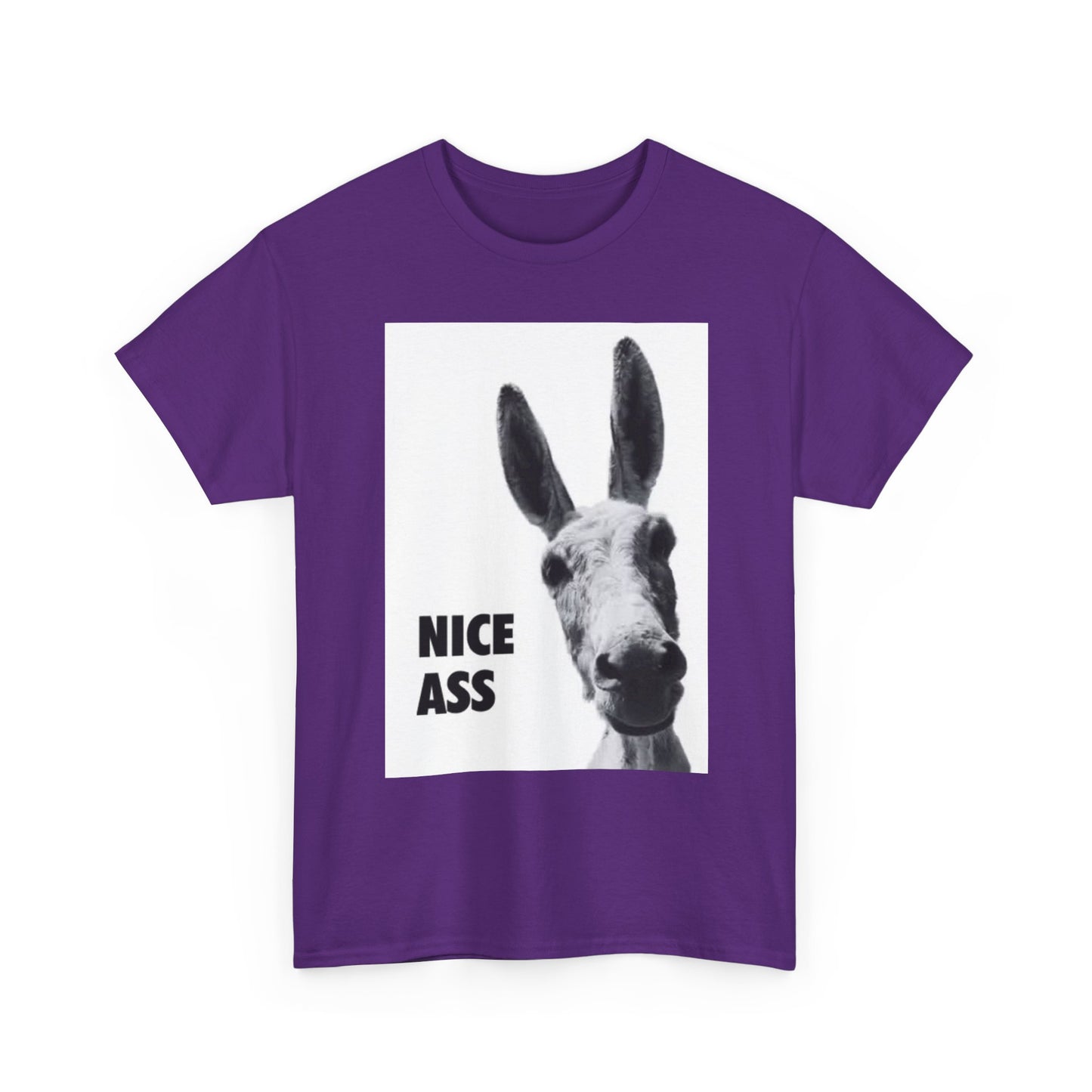 Nice Ass T Shirt Funny Donkey Animal Jokes Comedy Gift Unisex Heavy Cotton Tee