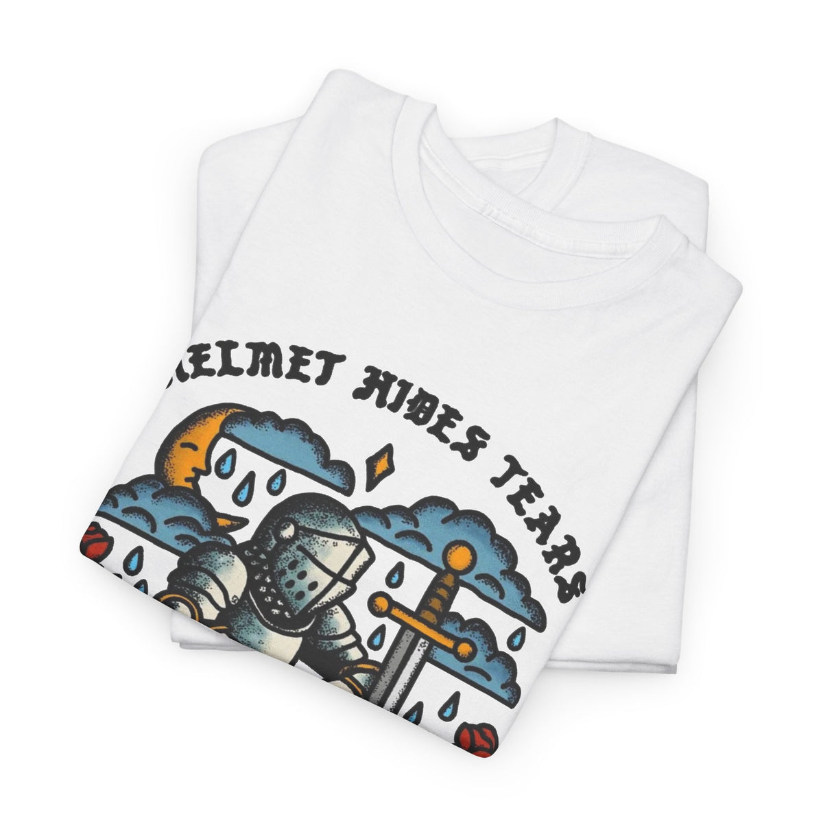 Helmet Hides Tears Medieval Graphic T Shirt Men's Heavy Cotton Tee
