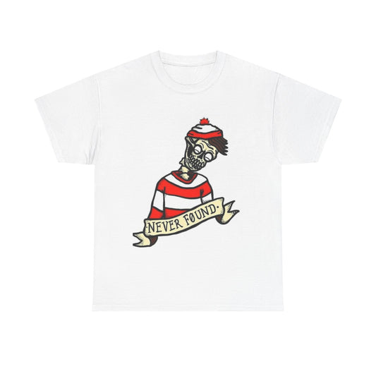 Never Found Where's Waldo Graphic T Shirt Vintage Funny  Unisex Heavy Cotton Tee