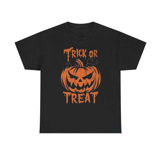 Trick Or Treat Pumpkin Halloween T Shirt Unisex Heavy Cotton Tee