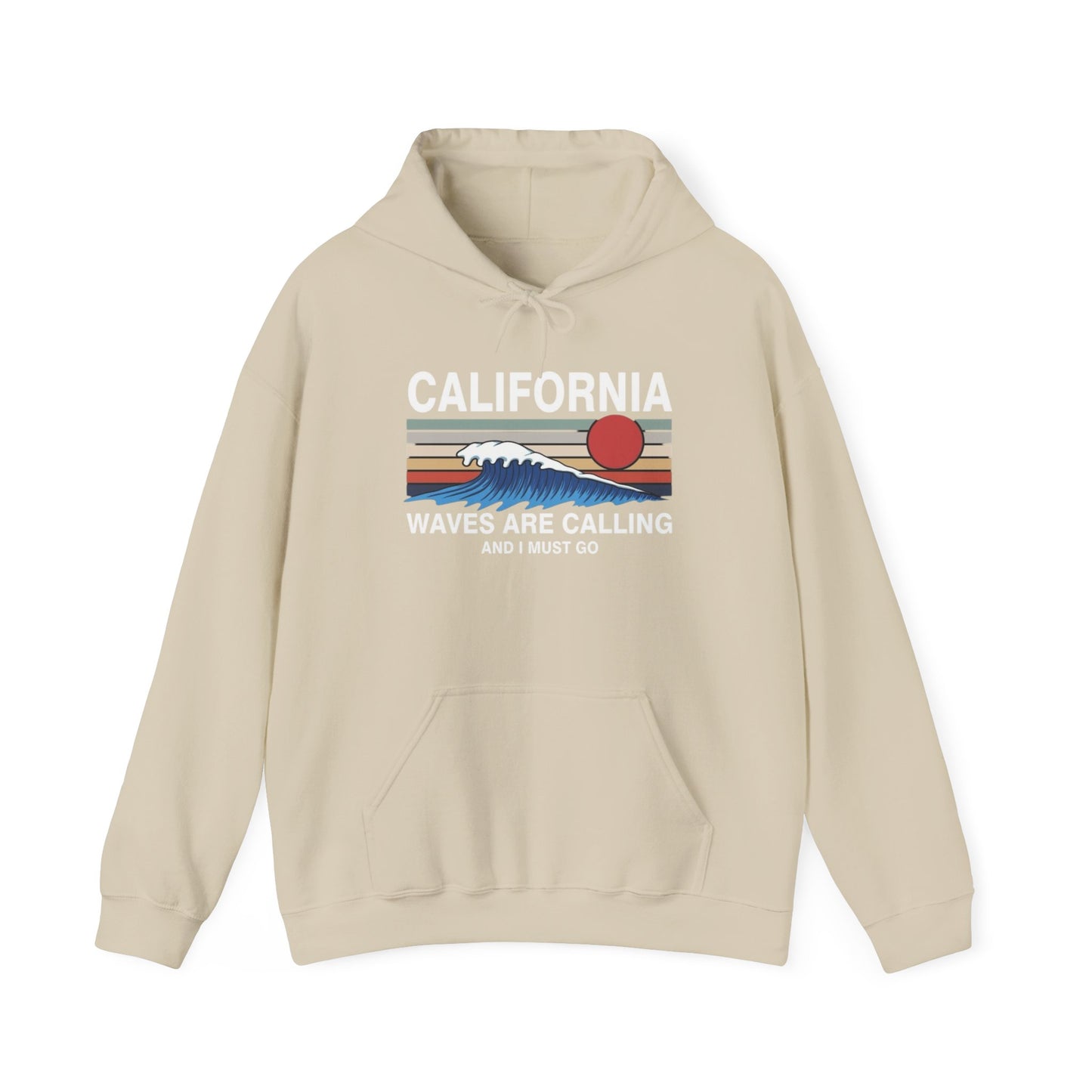 California Waves Are Calling Graphic Hoodie Heavy Blend Sweatshirt NEW