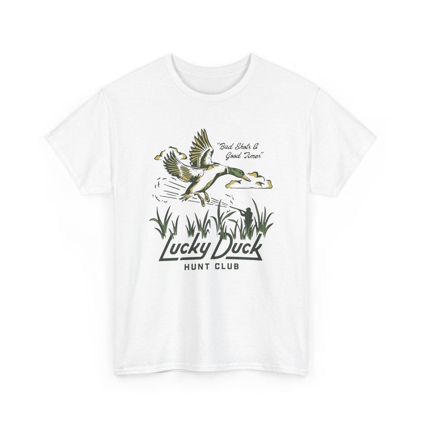 Lucky Duck Hunting Club Graphic T Shirt Unisex Heavy Cotton Tee