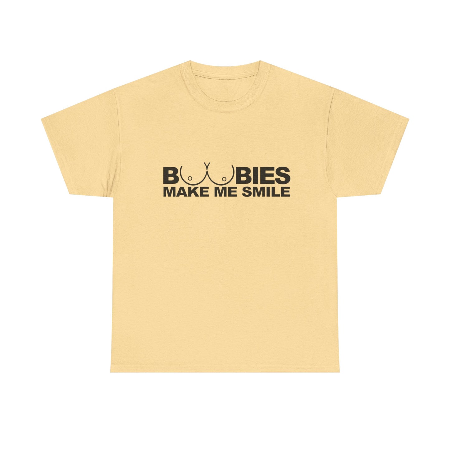 Boobies Make Me Smile Graphic T Shirt ADULT Unisex Heavy Cotton Tee
