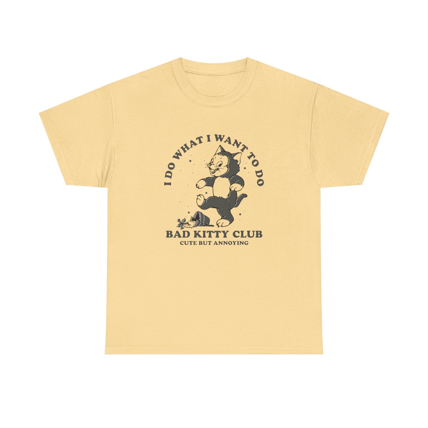 Bad Kitty Club Funny Graphic T-Shirt Unisex Heavy Cotton Tee Gift