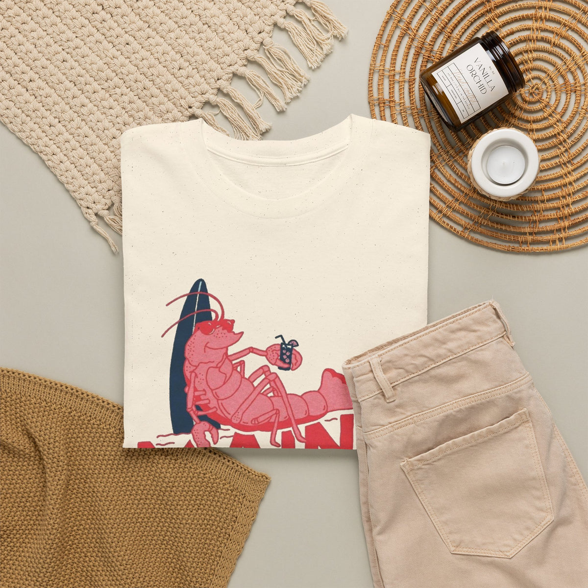 Maine York Beach Lobster Tee | Coastal Vacation Shirt Men's Graphic T Shirt