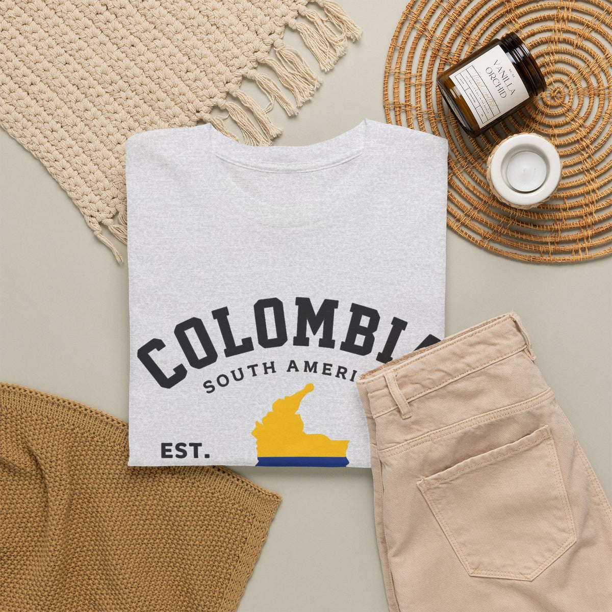 Colombia South America Graphic T Shirt Travel Men's Heavy Cotton Tee