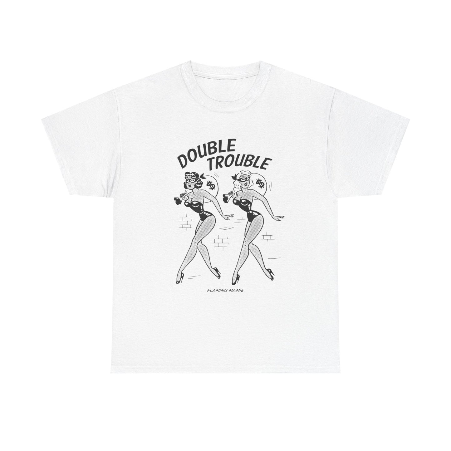 Double Trouble Flaming Mamie Graphic T Shirt Unisex Heavy Cotton Tee NEW Gift