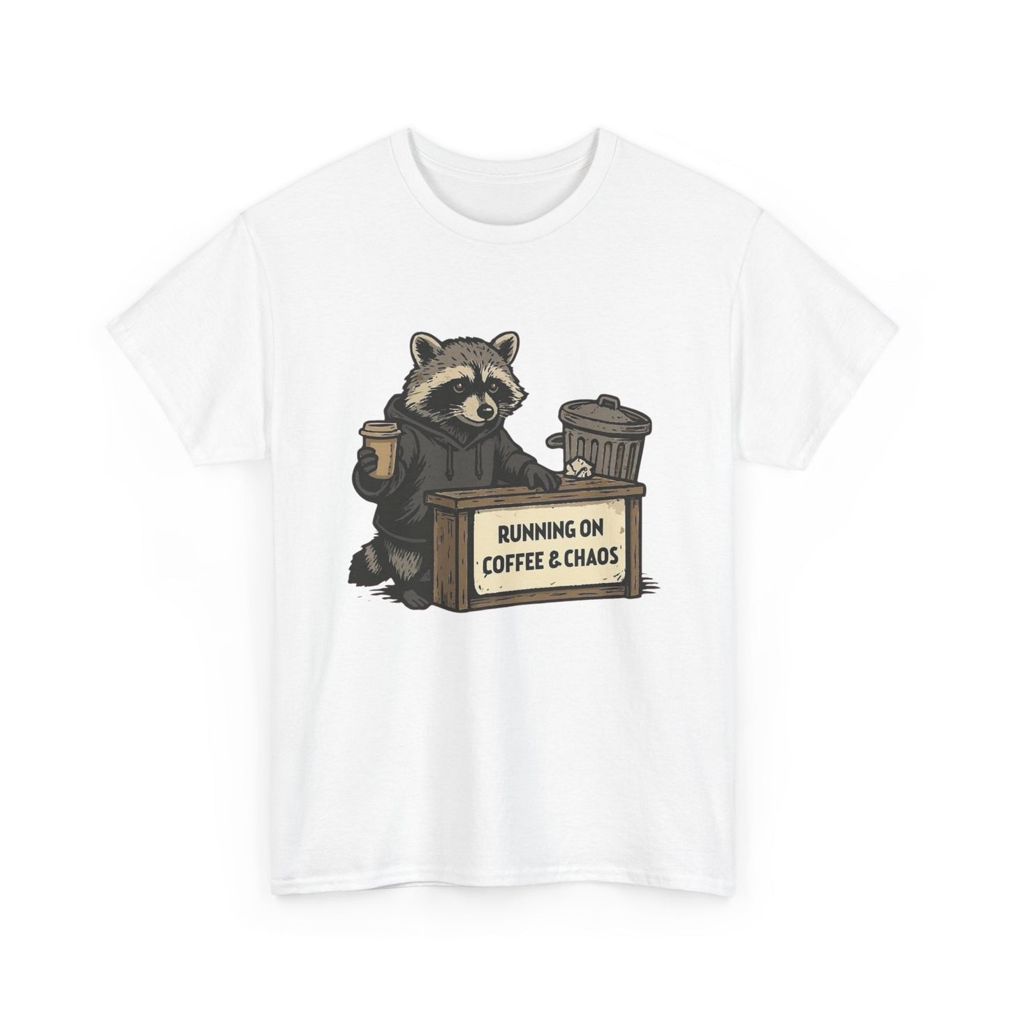 Running On Coffee And Chaos Funny Graphic T Shirt Heavy Cotton Tee Gift Vintage