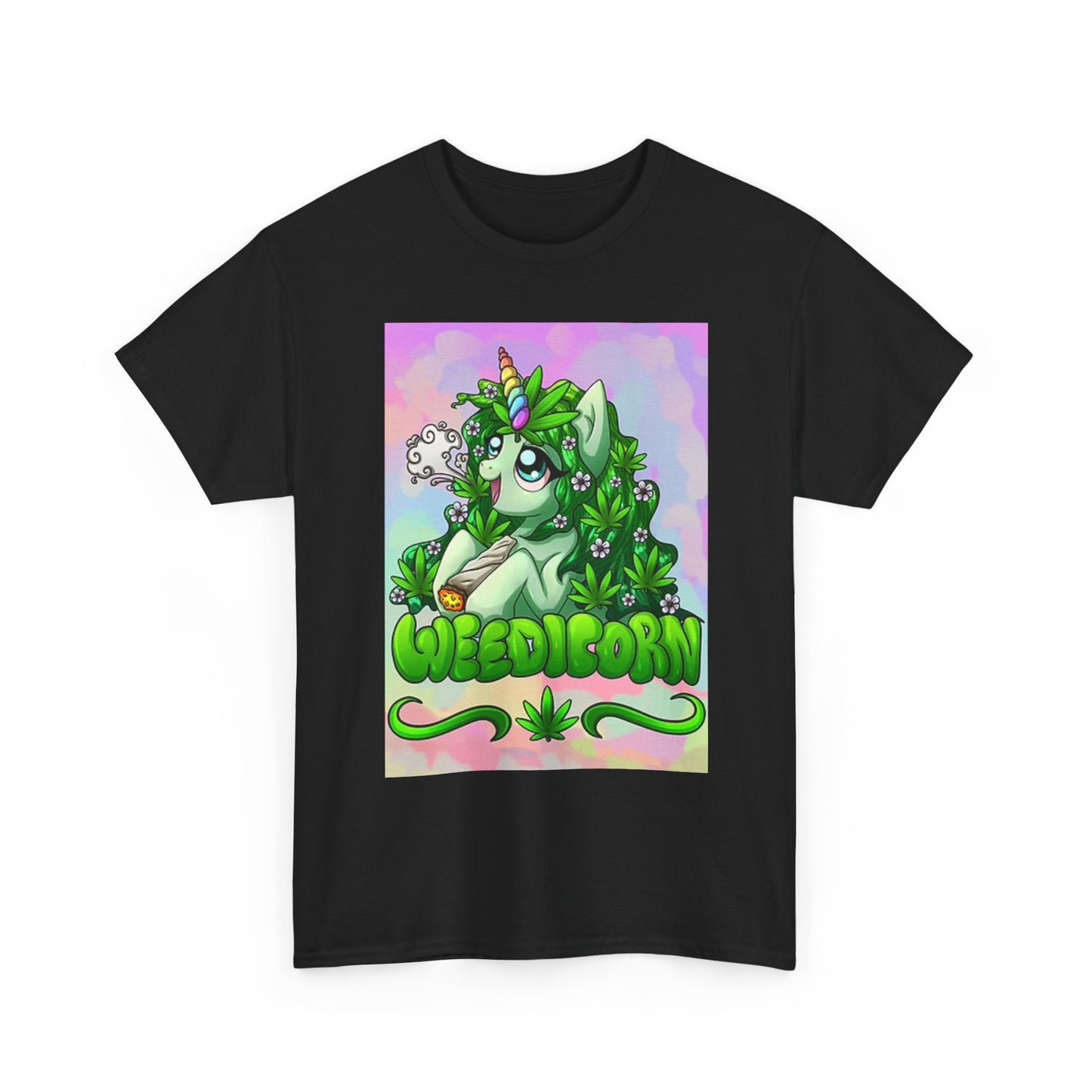 Weed I Corn T Shirt Funny Unicorn Pot Head Graphic Unisex Heavy Cotton Tee