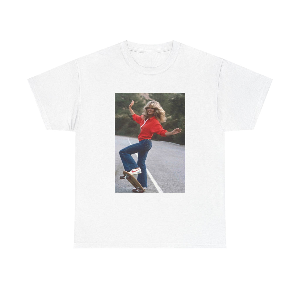 Farrah Fawcett Tshirt Charlies Angels Vintage Model Unisex Heavy Skateboarding