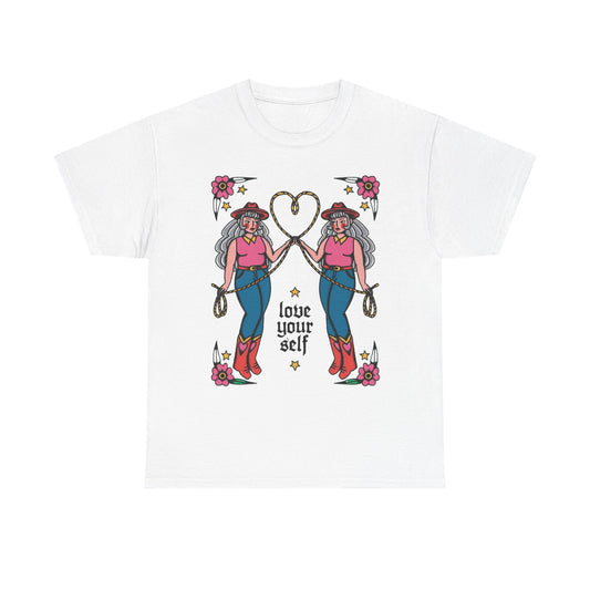 Love Yourself Cowgirl Graphic T-Shirt Unisex Heavy Cotton Tee Gift NEW