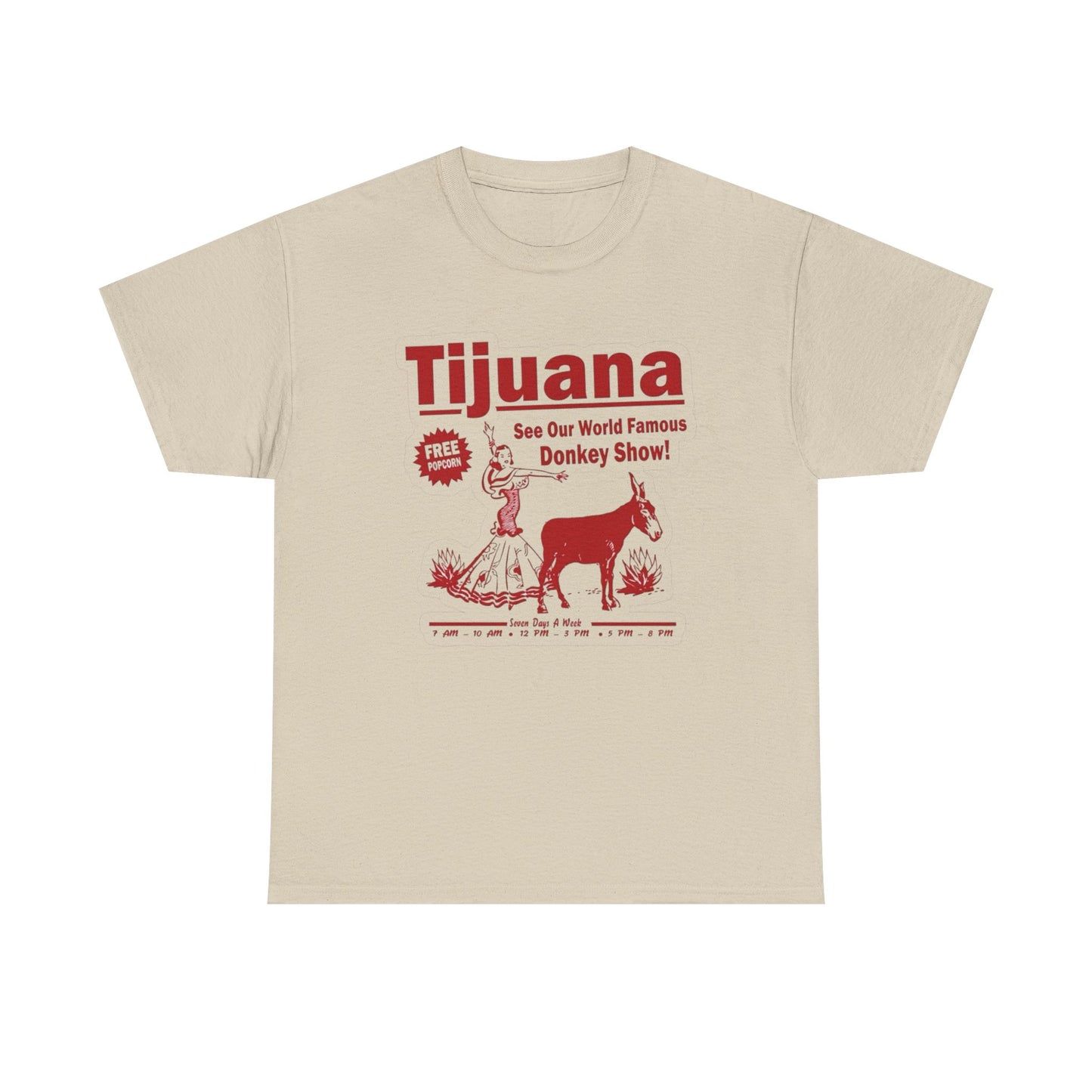 Tijuana Mexico Donkey Show Funny Graphic T Shirt S-5XL NEW Unisex Heavy Cotton