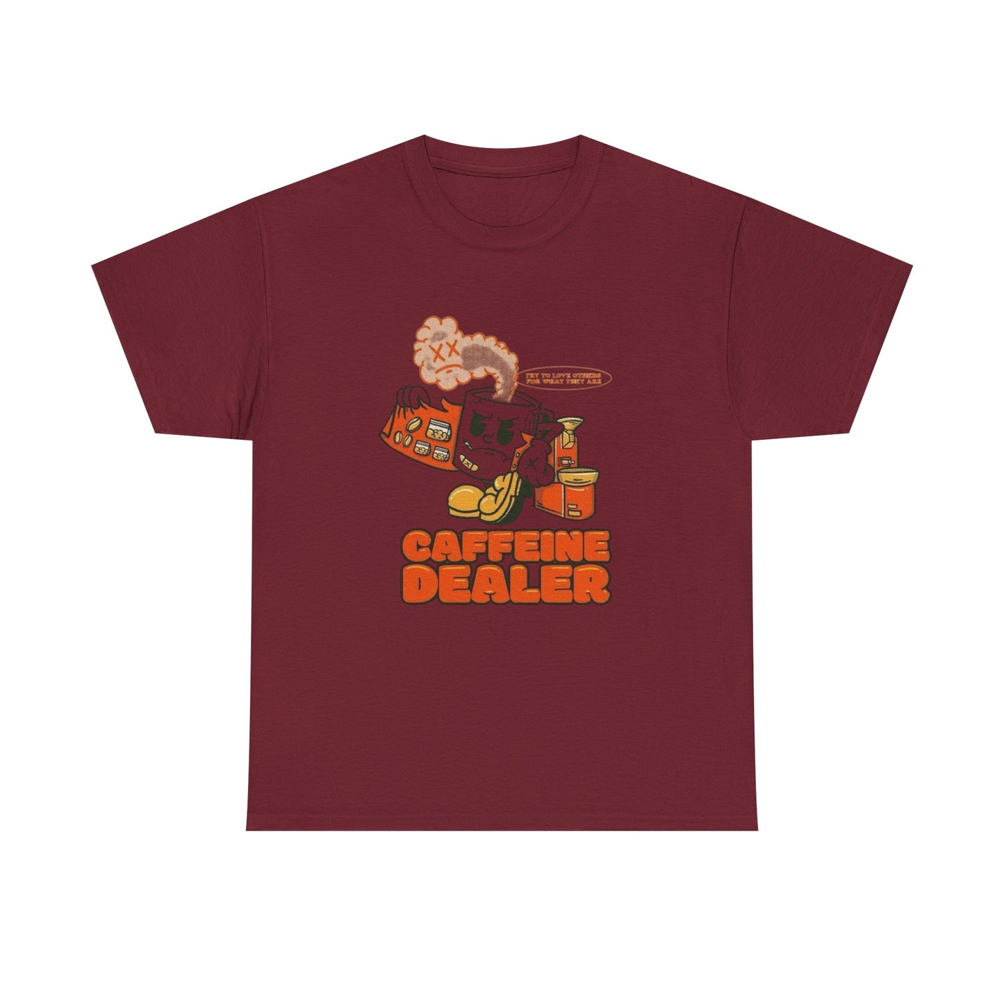 Caffeine Dealer Funny Graphic T Shirt Unisex Heavy Cotton Tee