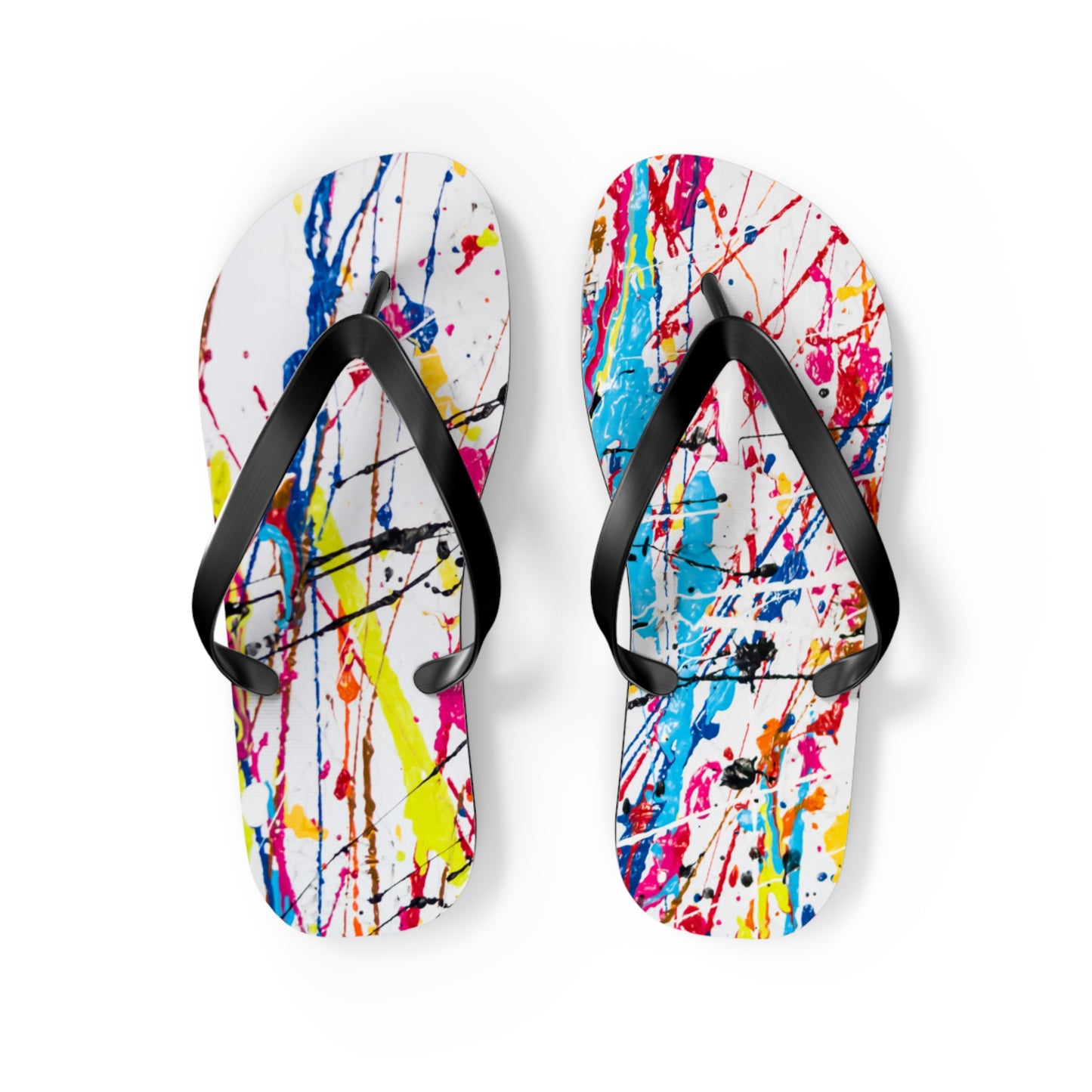 Waves And Sun Sandals Paint Splatter Summer Flip Flops Slides BRAND NEW