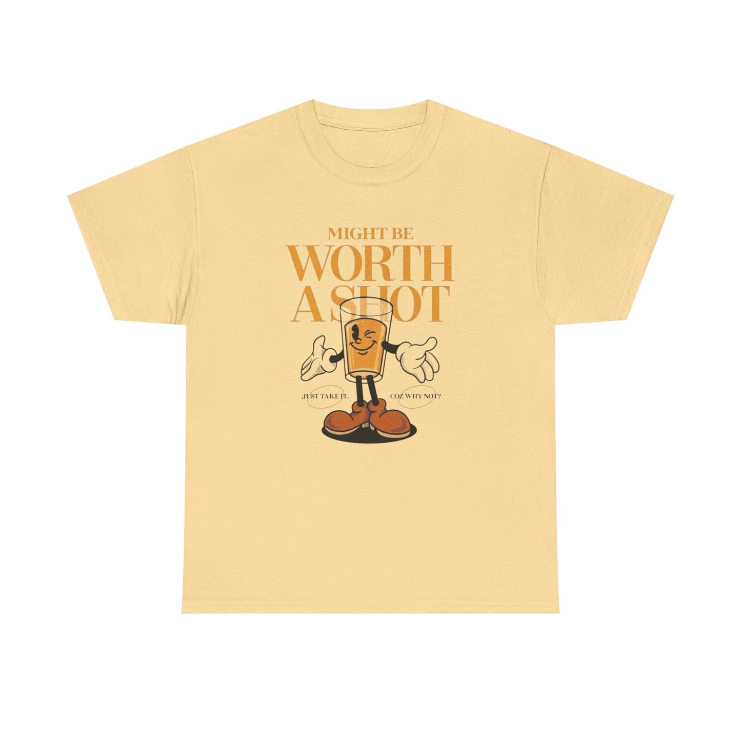 Might Be Worth A Shot Motivation Graphic T-Shirt Comfy Cotton Tee Brand NEW