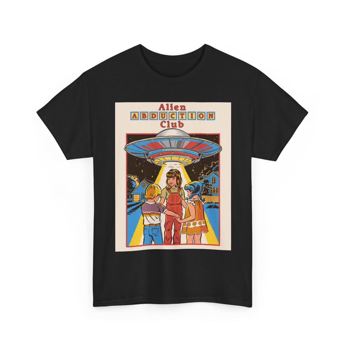 Alien Abduction Tshirt Funny 80s Retro Graphic Unisex Heavy Cotton Tee