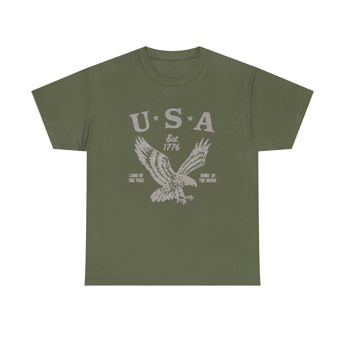 USA Bald Eagle 1776 Graphic T Shirt Men's Heavy Cotton Tee - Quality - Modern True to Size