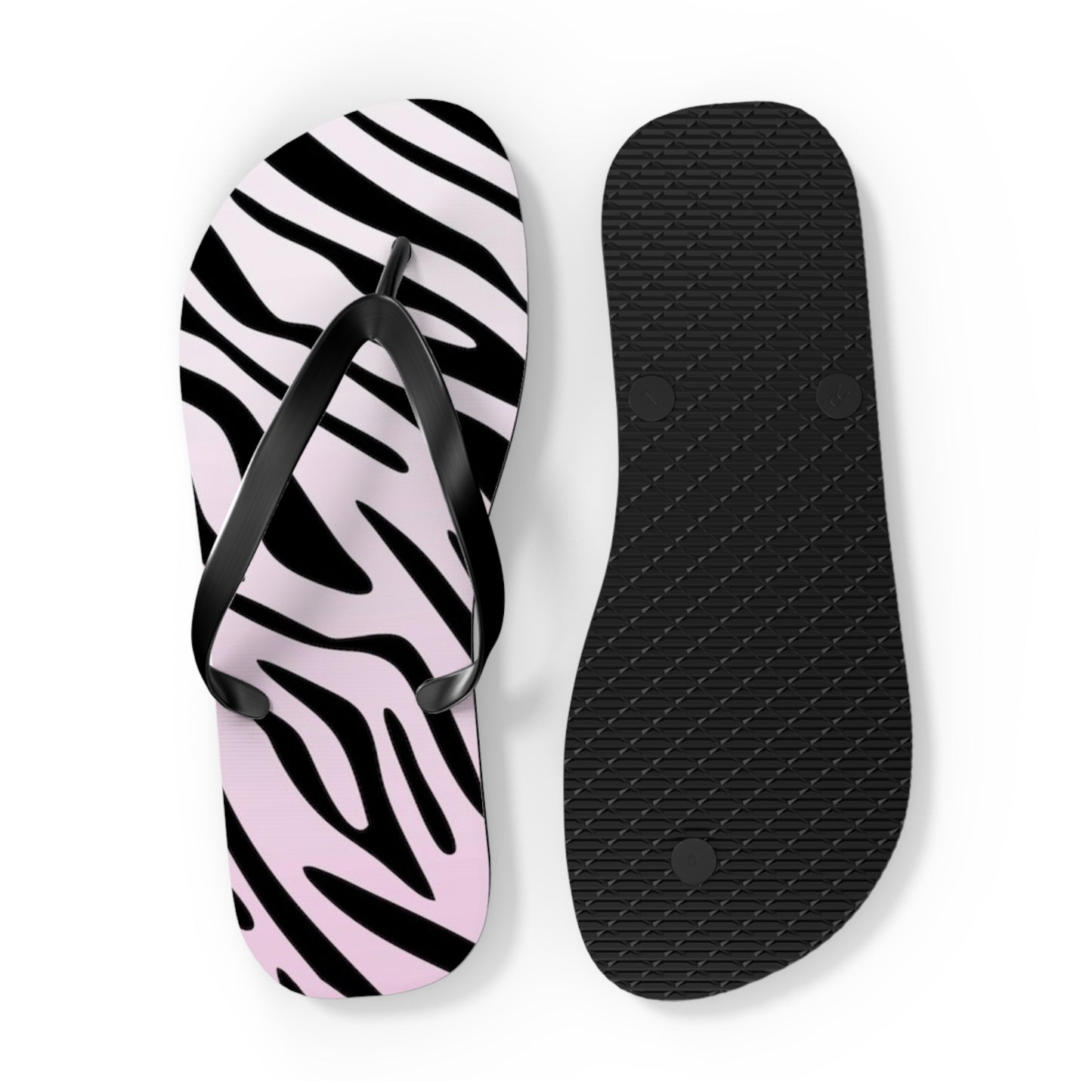 Zebra Print Beach Sandals, Slides for Summer, Flip Flops, Water Resistant