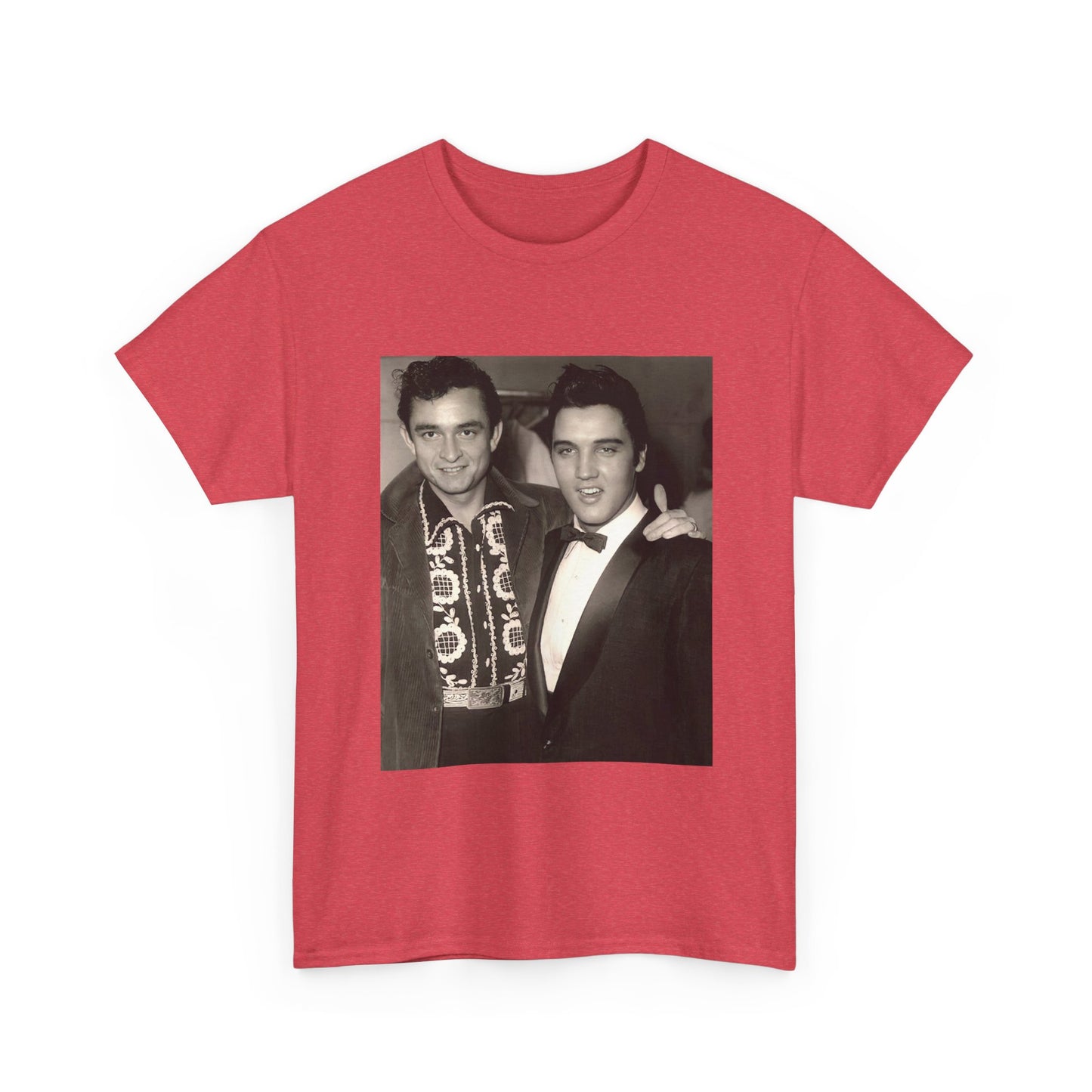 Elvis And Johnny cash shirt vintage graphic art black and white Heavy Cotton