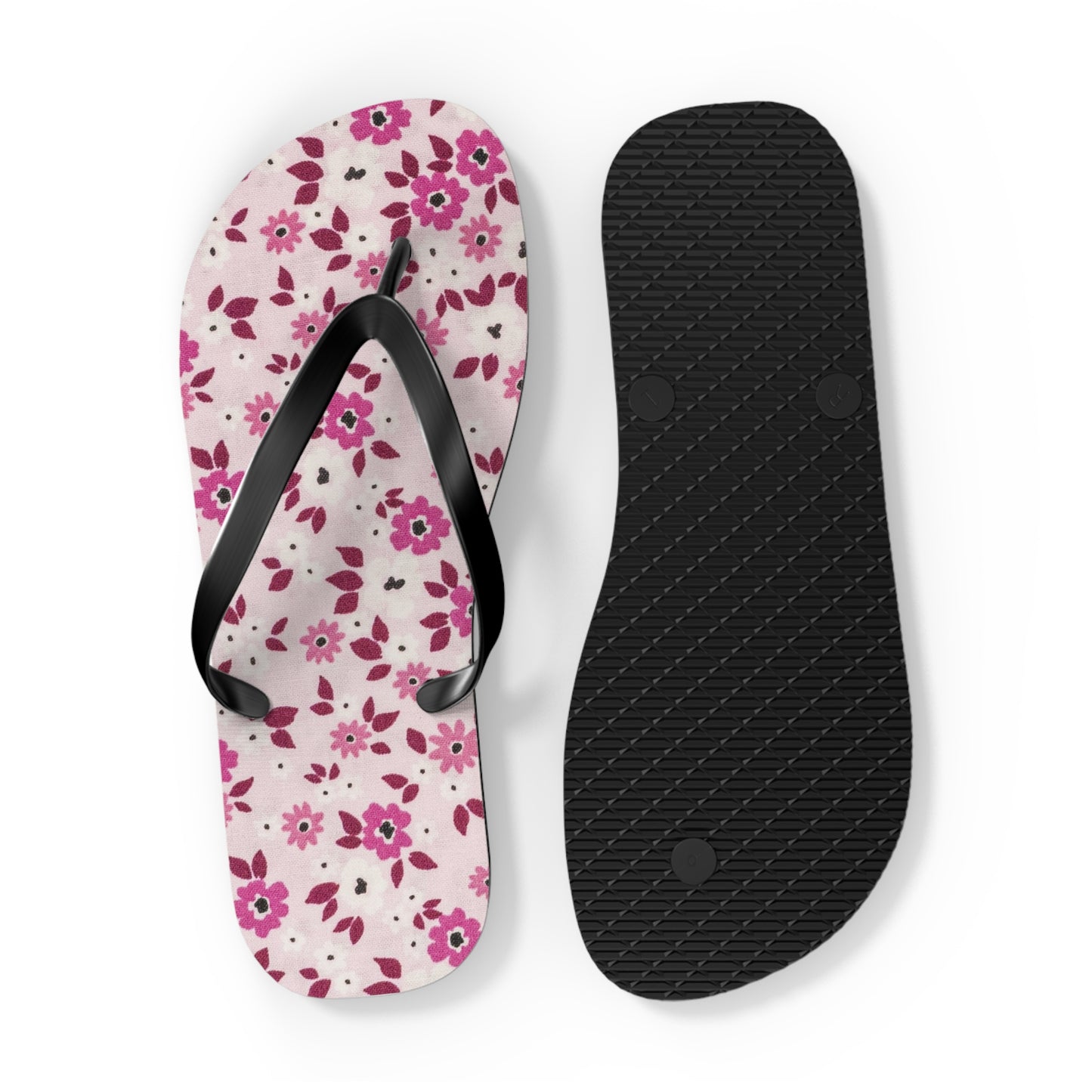 Waves And Sun Sandals Red And Pink Flowers Summer Flip Flops Slides BRAND NEW