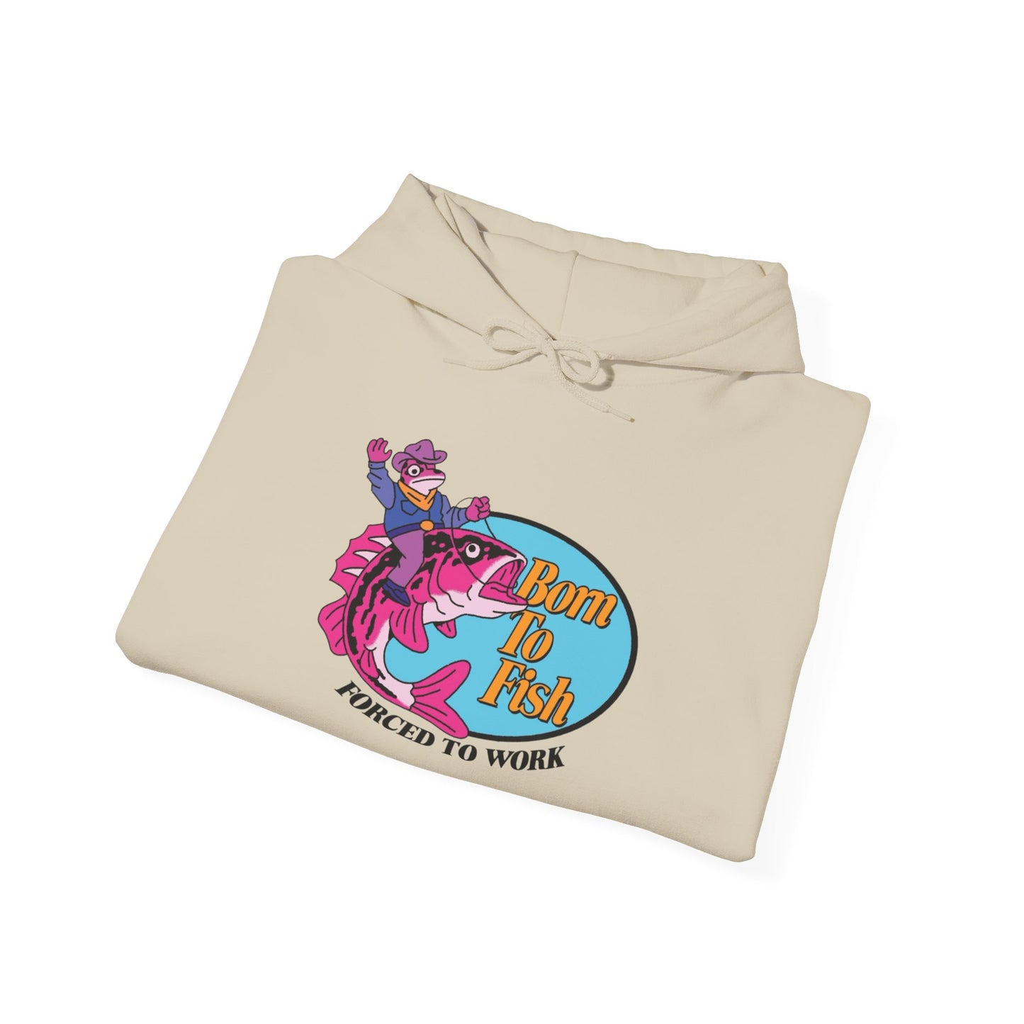 Born To Fish Forced To Work Graphic Hoodie Heavy Blend Sweatshirt NEW