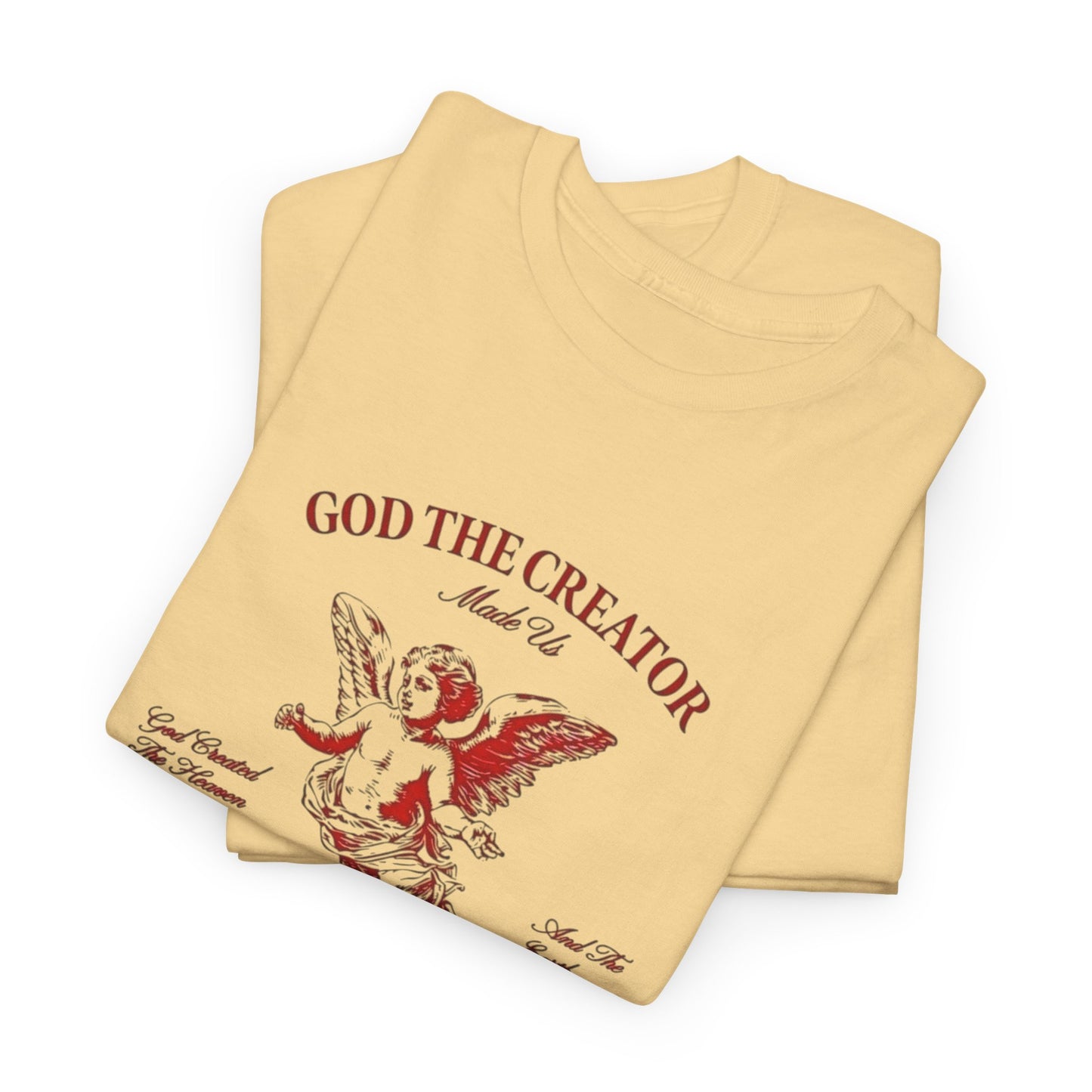 God The Creator Heaven Made Graphic T Shirt Men's Heavy Cotton Tee