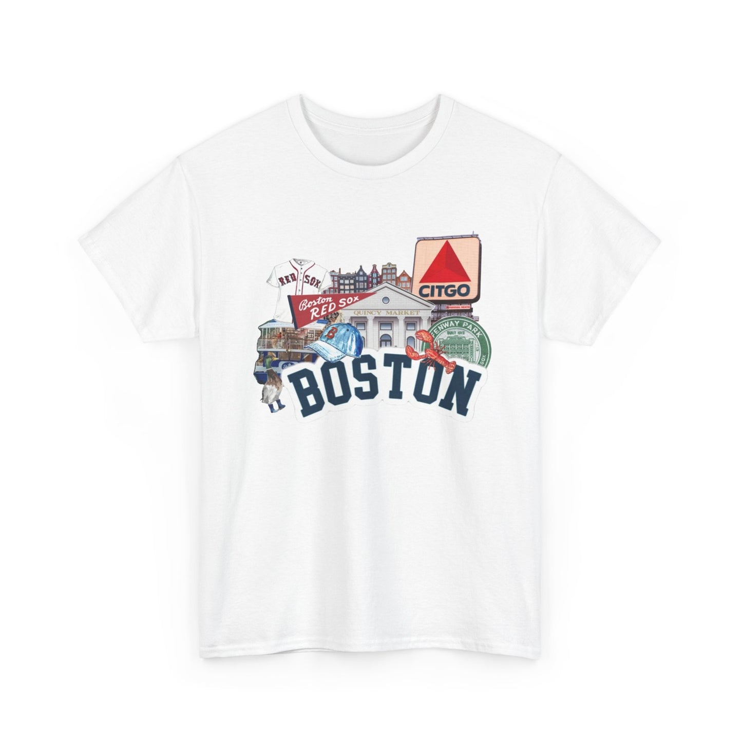 Boston Landmarks Graphic T Shirt NEW GIFT Unisex Heavy Cotton Tee