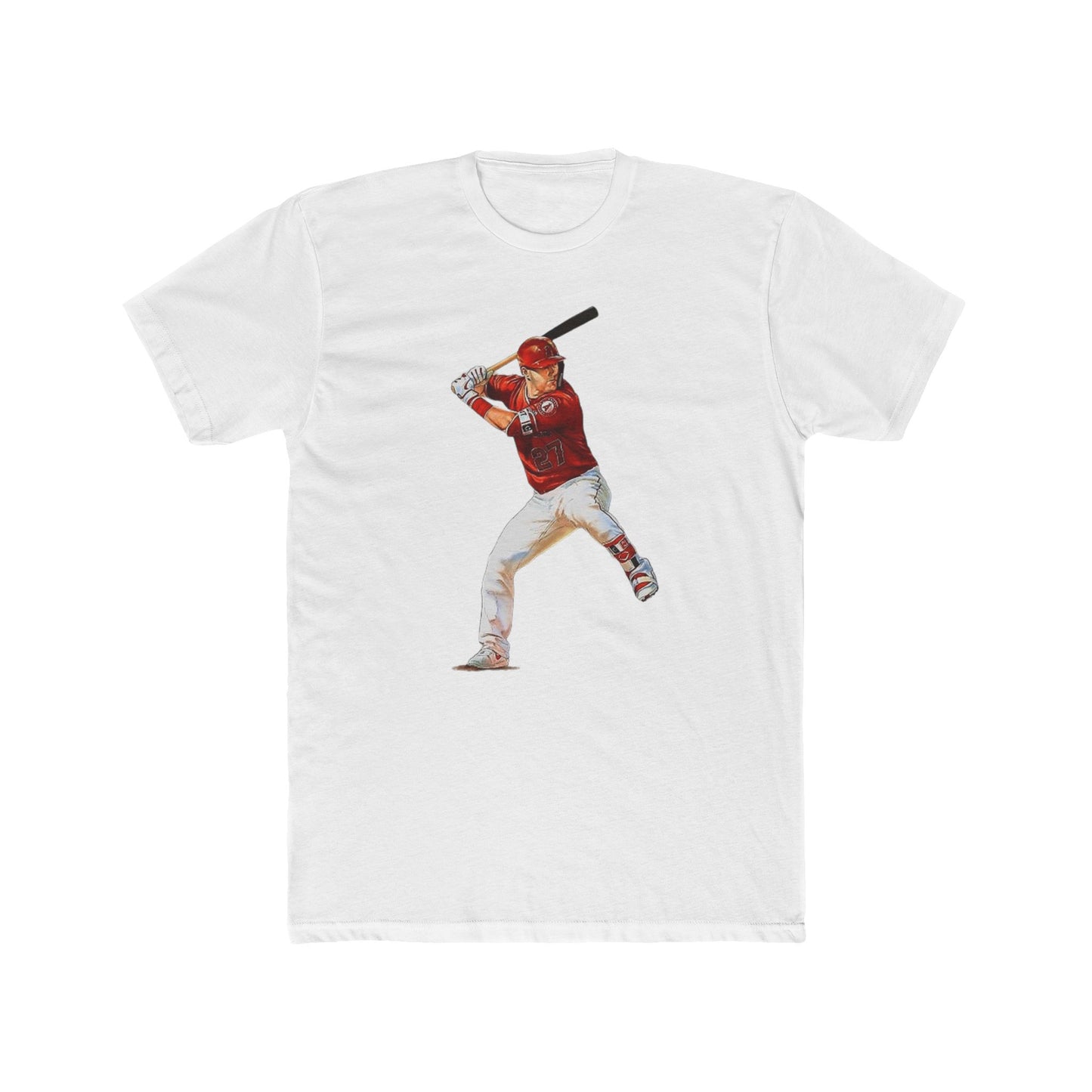 Mike trout tshirt angels California baseball vintage art Men's Cotton Crew Tee