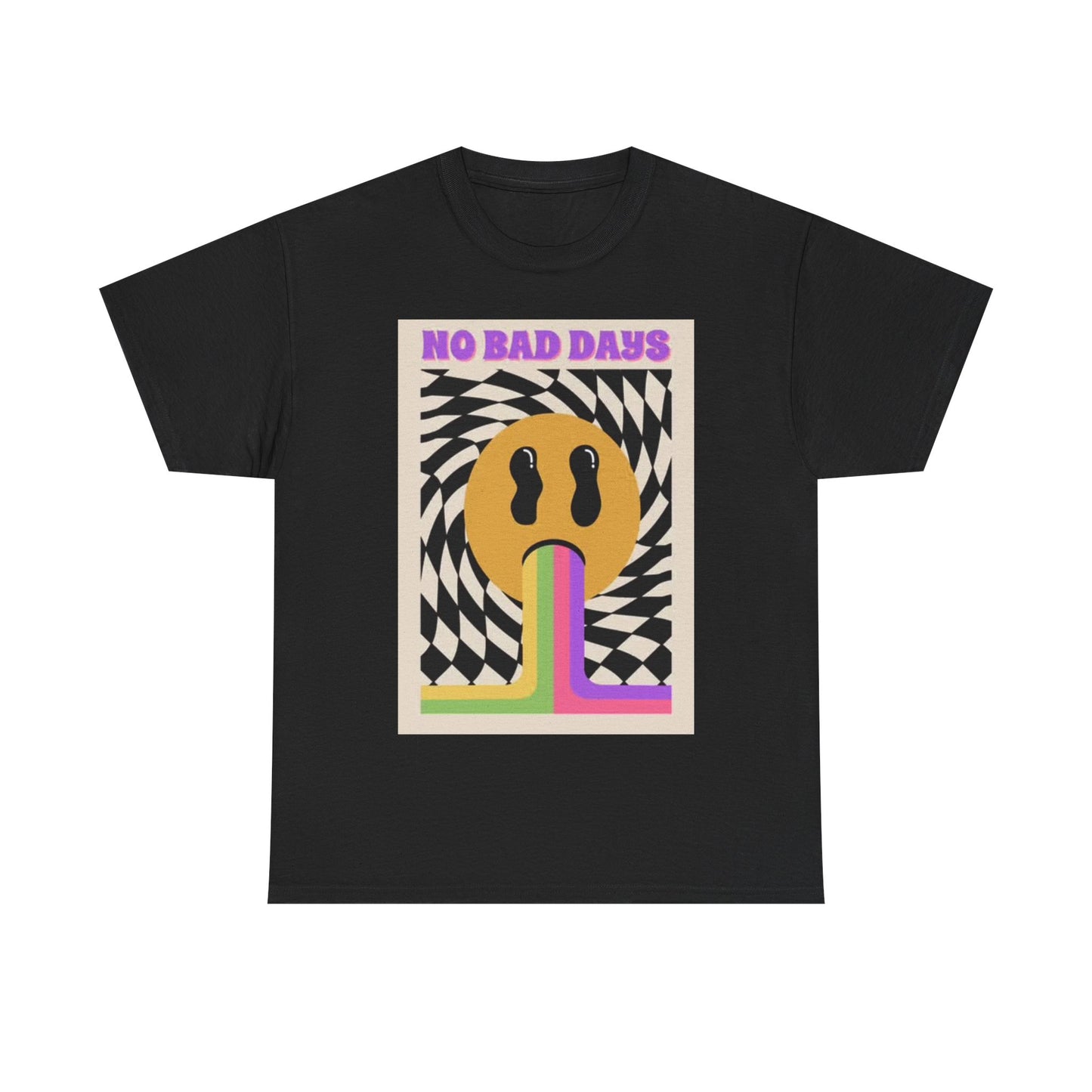 No Bad Days T Shirt Neon Trippy Poster Graphic Unisex Heavy Cotton Tee