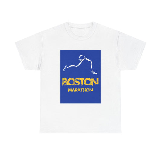 Boston Marathon Tshirt Retro Running Graphic Poster Unisex Heavy Cotton Tee