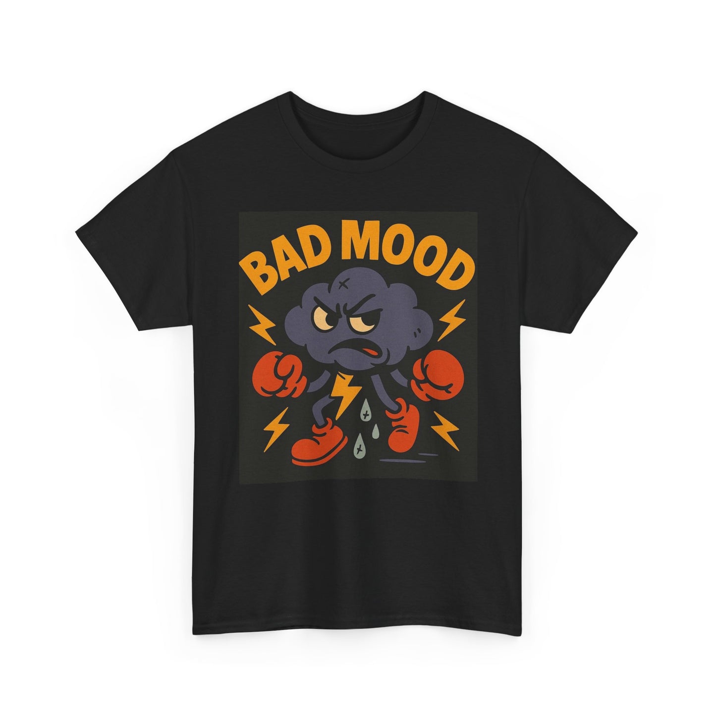 Bad Mood Graphic T Shirt Retro Cartoon Boxing Unisex Heavy Cotton Tee