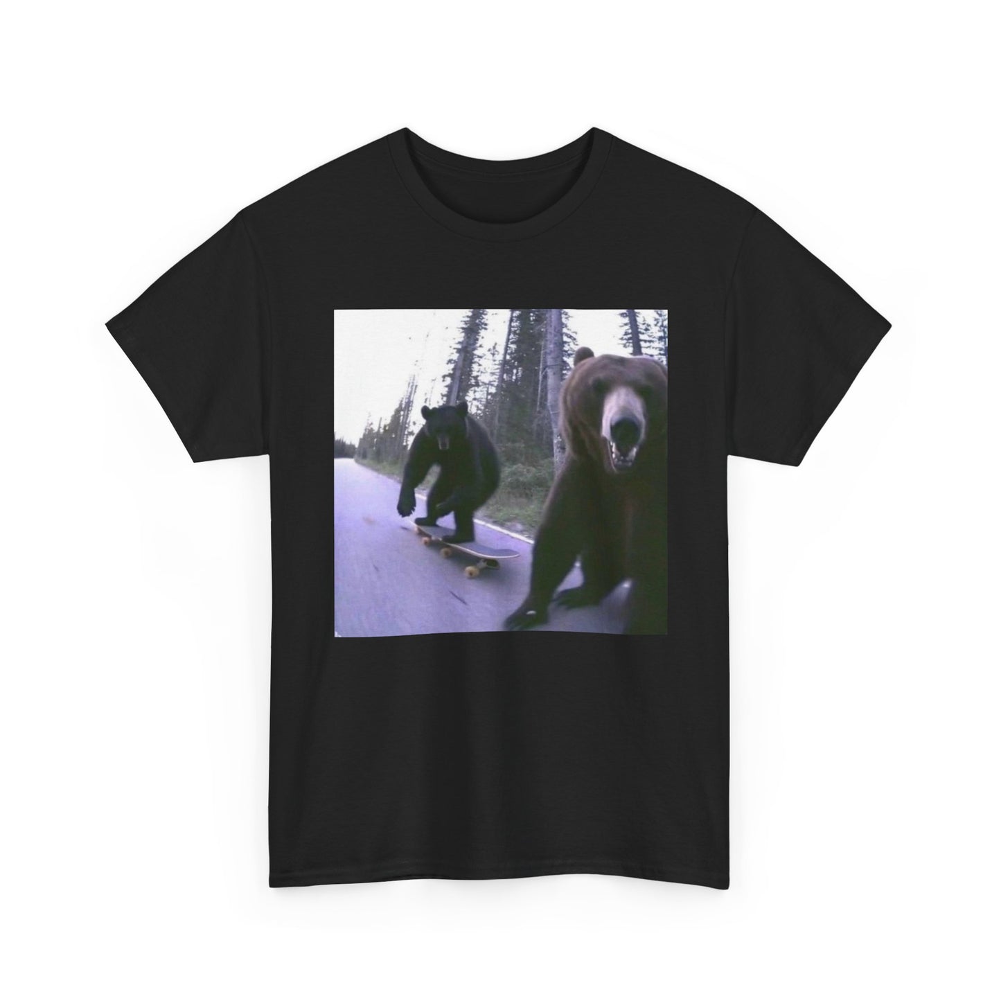 Bears Skateboarding Funny Graphic T Shirt Unisex Heavy Cotton Tee