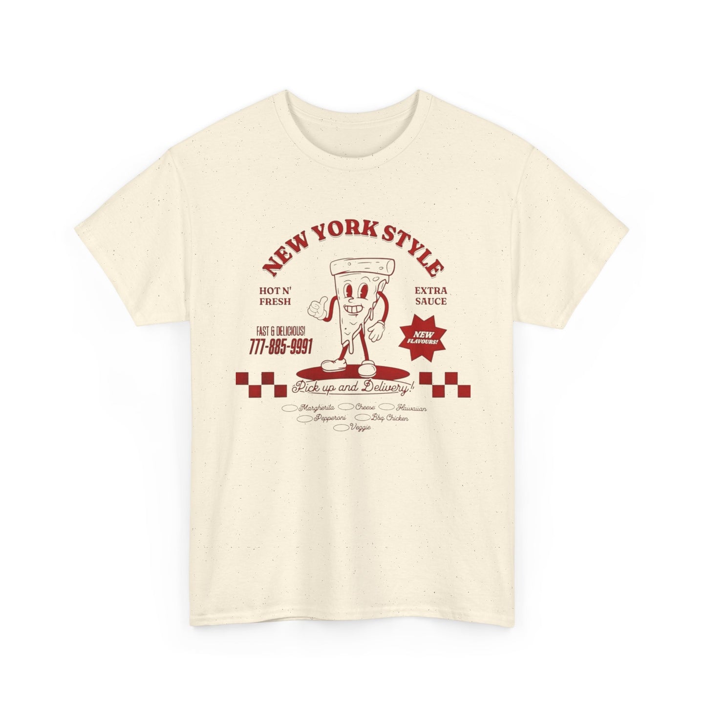 New York Style Pizza Retro Graphic T Shirt Unisex Heavy Cotton Tee
