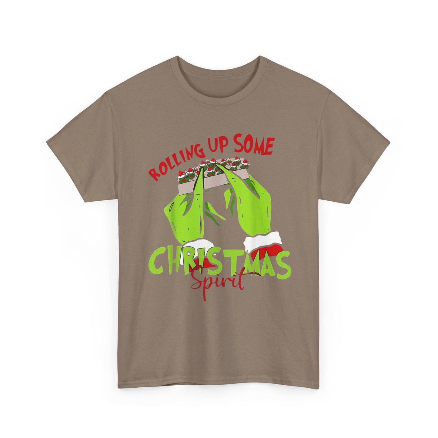 Rolling Up Some Christmas Spirit Funny Graphic T Shirt Unisex Heavy Cotton Tee