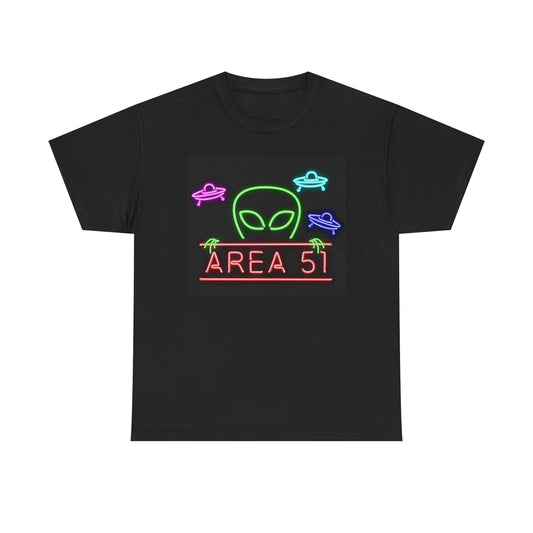 Area 51 Neon Aliens T Shirt Retro Graphic Nevada Unisex Heavy Cotton Tee