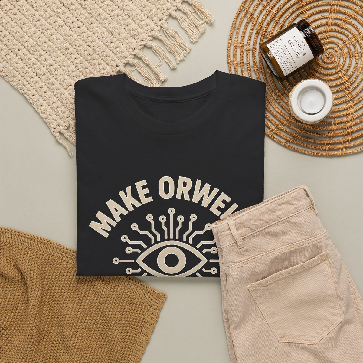 Make Orwell Fiction Again Graphic T Shirt Men's Heavy Cotton Tee