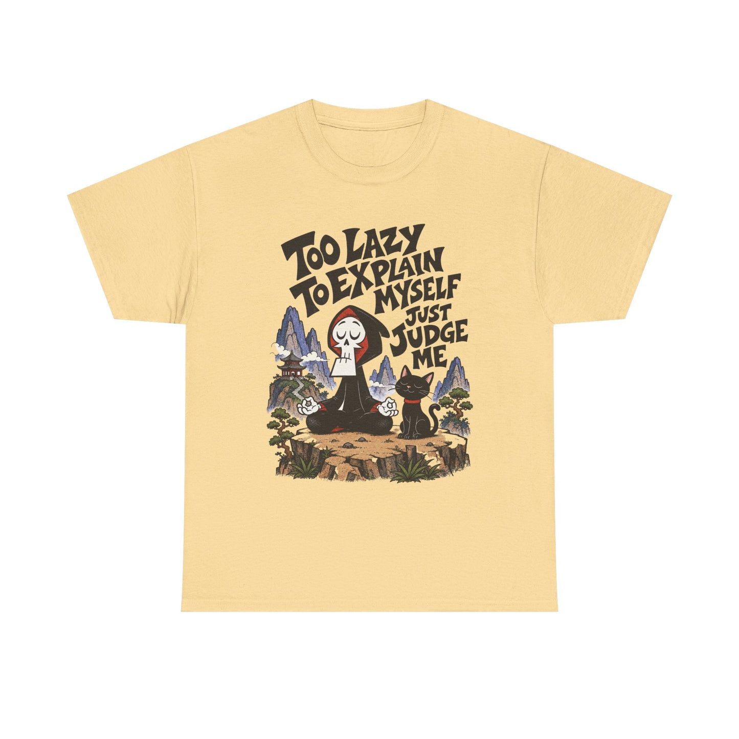 Too Lazy To Explain Myself Funny Graphic T Shirt Men's Heavy Cotton Tee