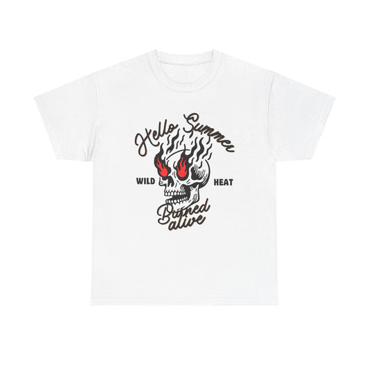 Hello Summer Wild Heat Graphic T Shirt Unisex Heavy Cotton Tee