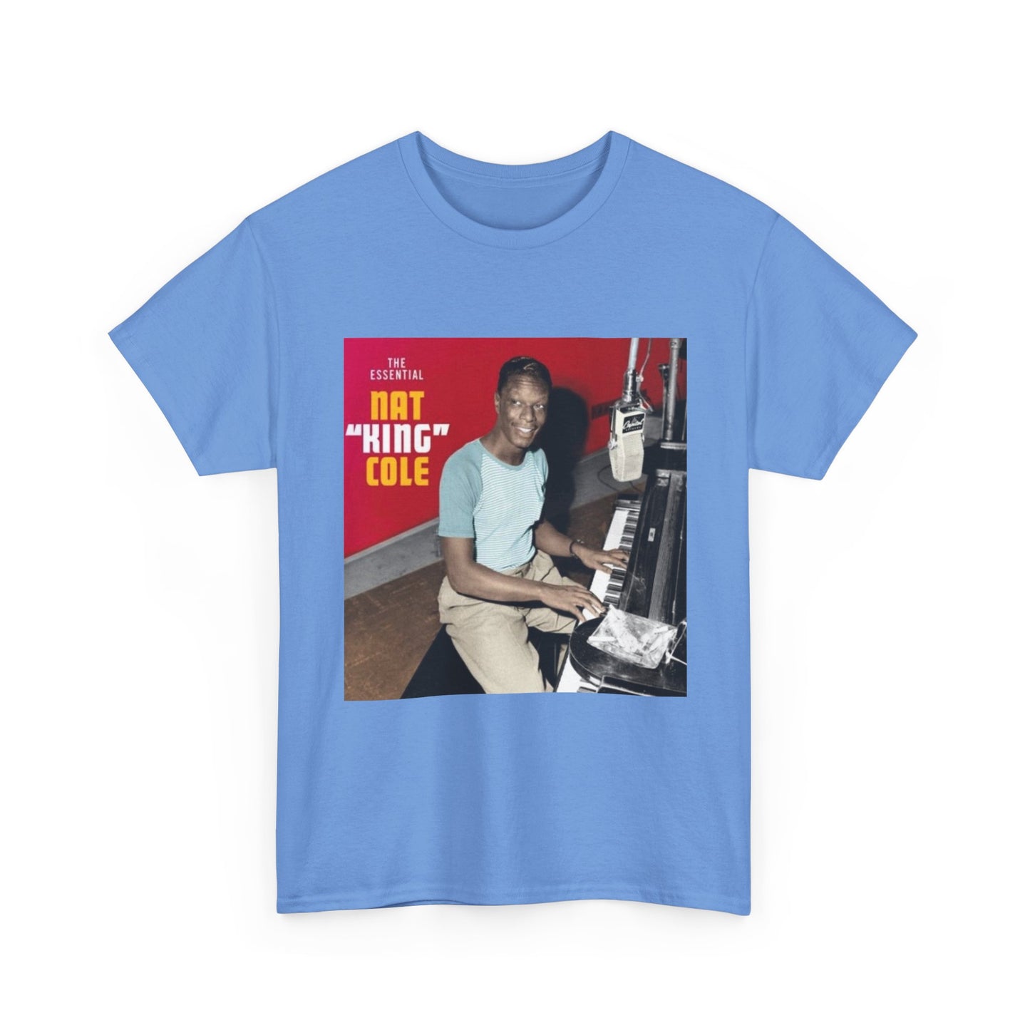Nat King Cole Tshirt Vintage Piano Concert Poster retro Unisex Heavy Cotton Tee