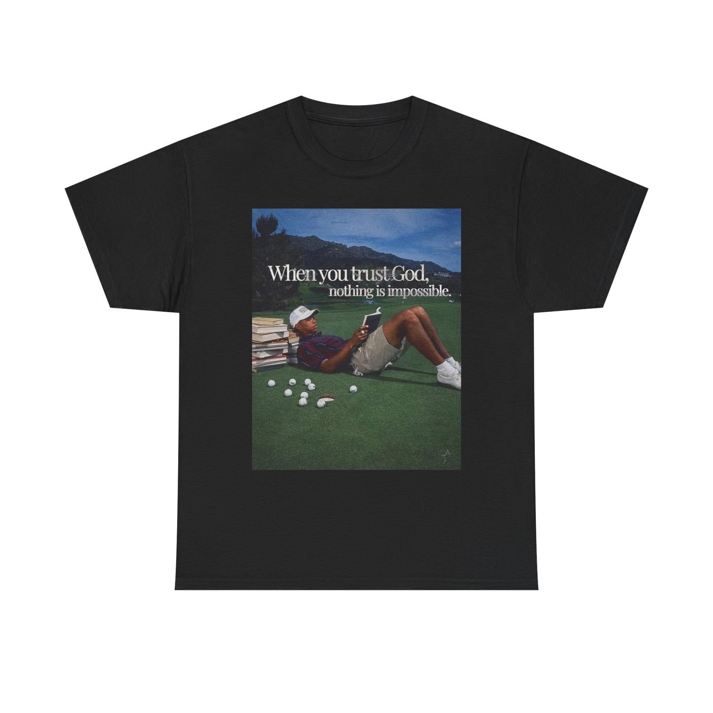 Tiger Woods Trust God Golfing Graphic T Shirt S-5XL Unisex Heavy Cotton Tee