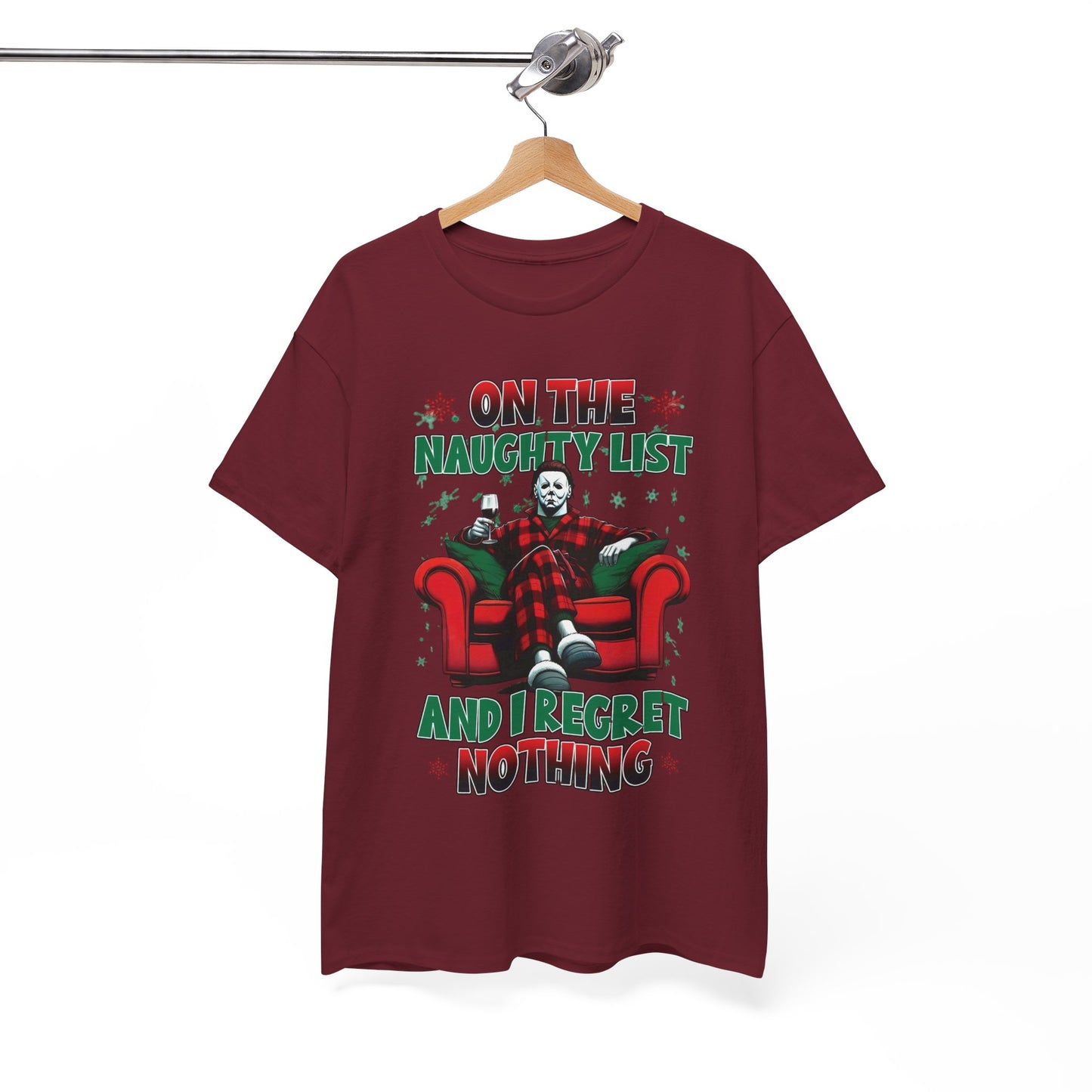 On The Naughty List Funny Christmas Graphic T Shirt NEW ADULT Tee