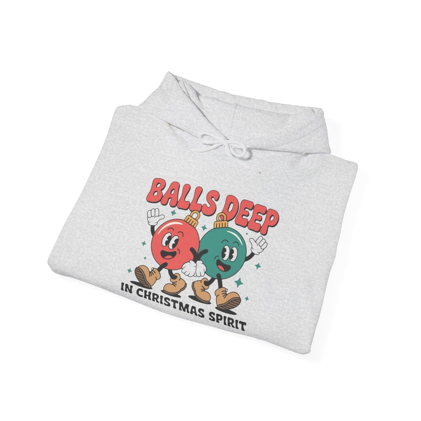 Balls Deep In Christmas Spirit Graphic Hoodie Heavy Blend™ Hooded Sweatshirt