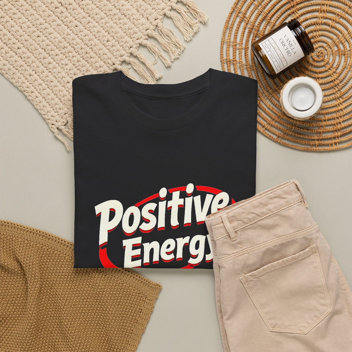Positive Energy Graphic T Shirt Men's Heavy Cotton Tee