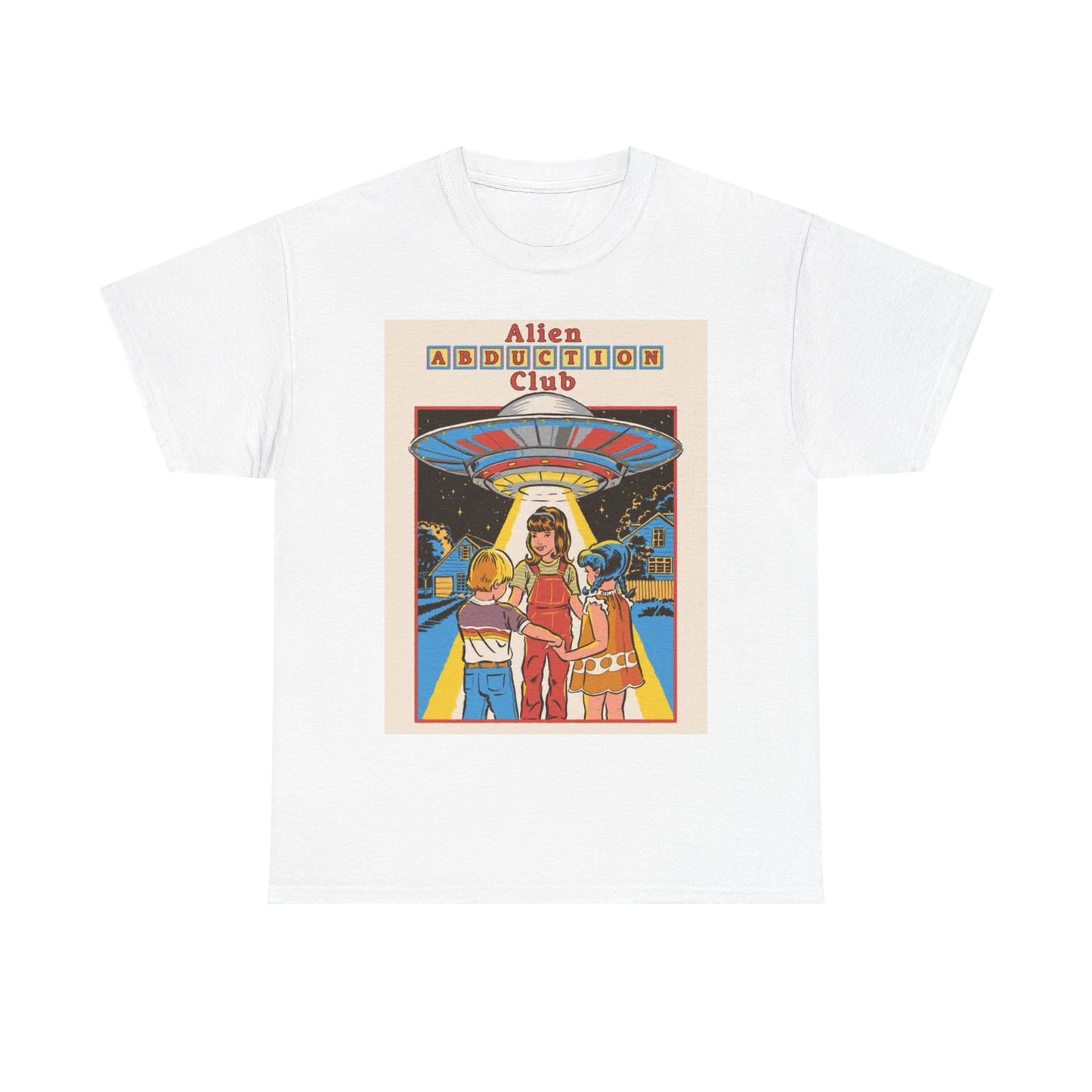 Alien Abduction Tshirt Funny 80s Retro Graphic Unisex Heavy Cotton Tee