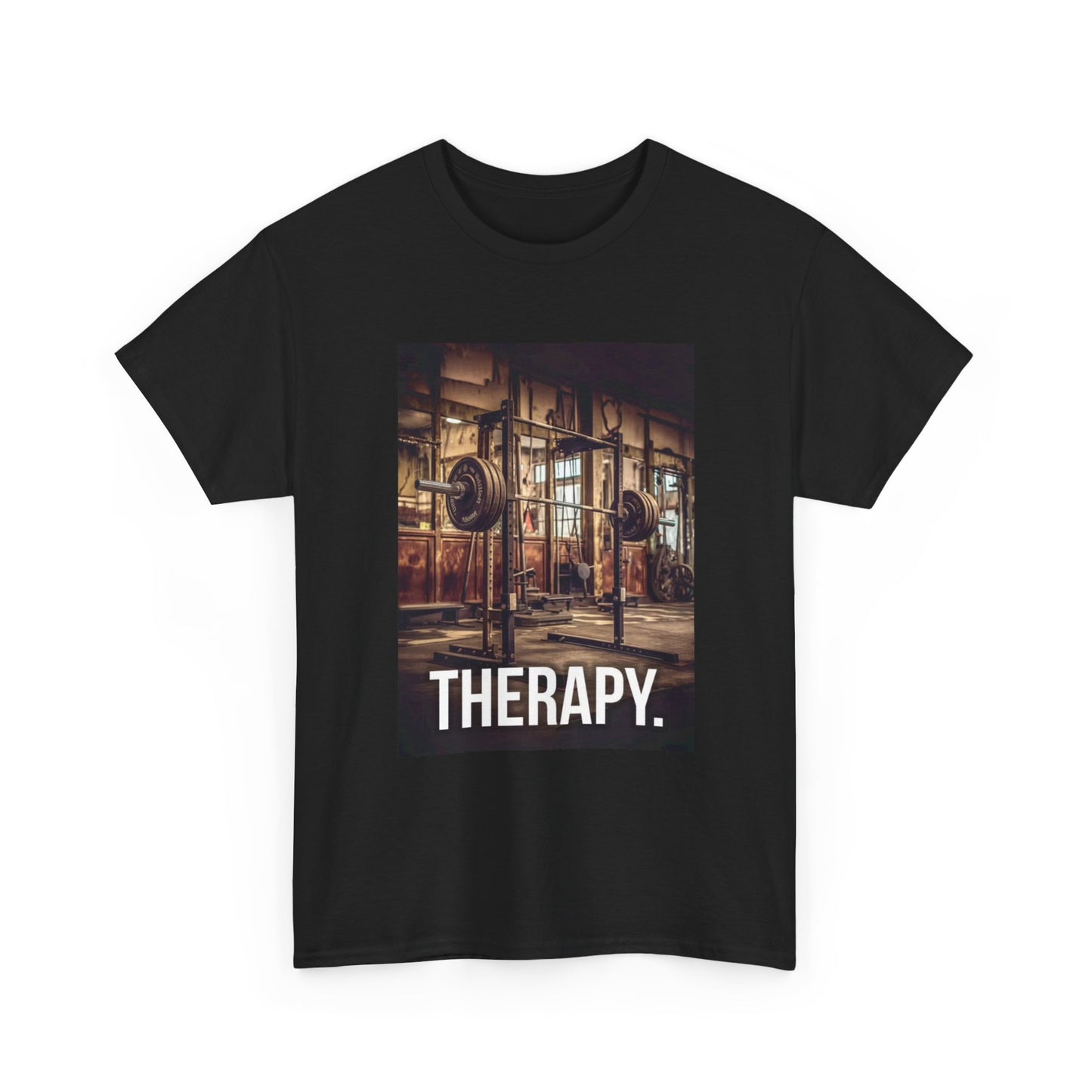 Gym Therapy T shirt Weight Training Gym Gear Retro Iron Unisex Heavy Cotton Tee
