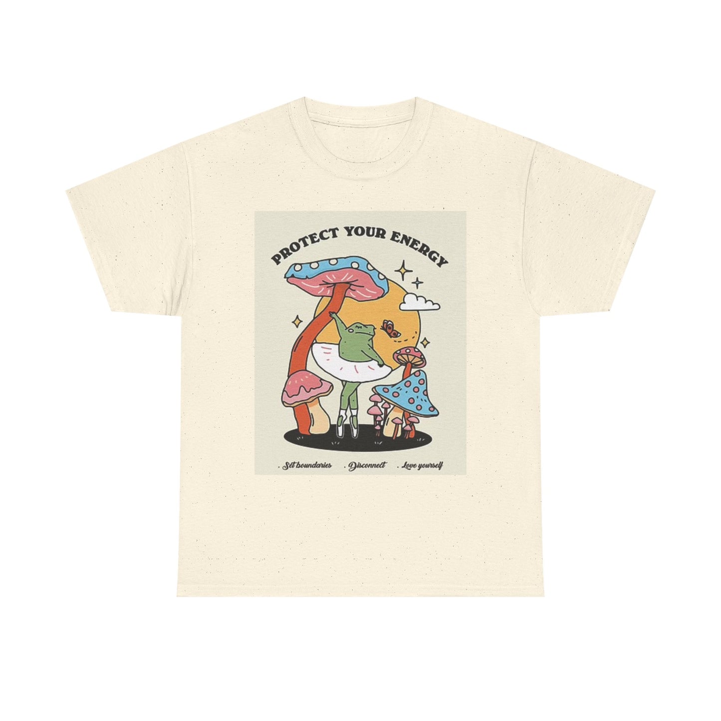 Protect Your Energy T Shirt Mushrooms Vibes Unisex Heavy Cotton Tee