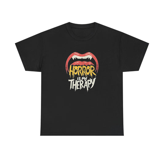 Horror Is My Therapy Graphic T Shirt Unisex Heavy Cotton Tee NEW