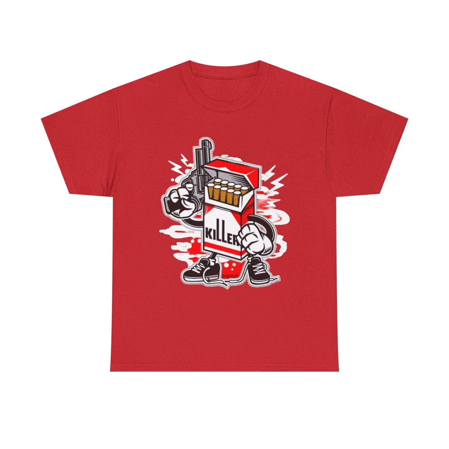 Killer Cigarette Graphic T Shirt Funny Cartoon Character Unisex Heavy Cotton Tee