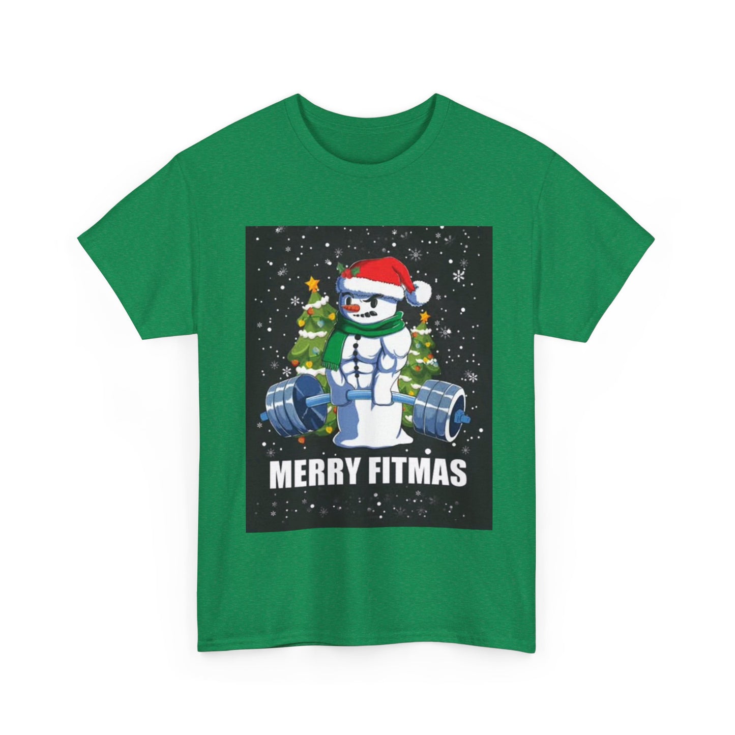 Merry Fitmas Shirt Funny Gym Snowman Christmas Gym Unisex Heavy Cotton Tee