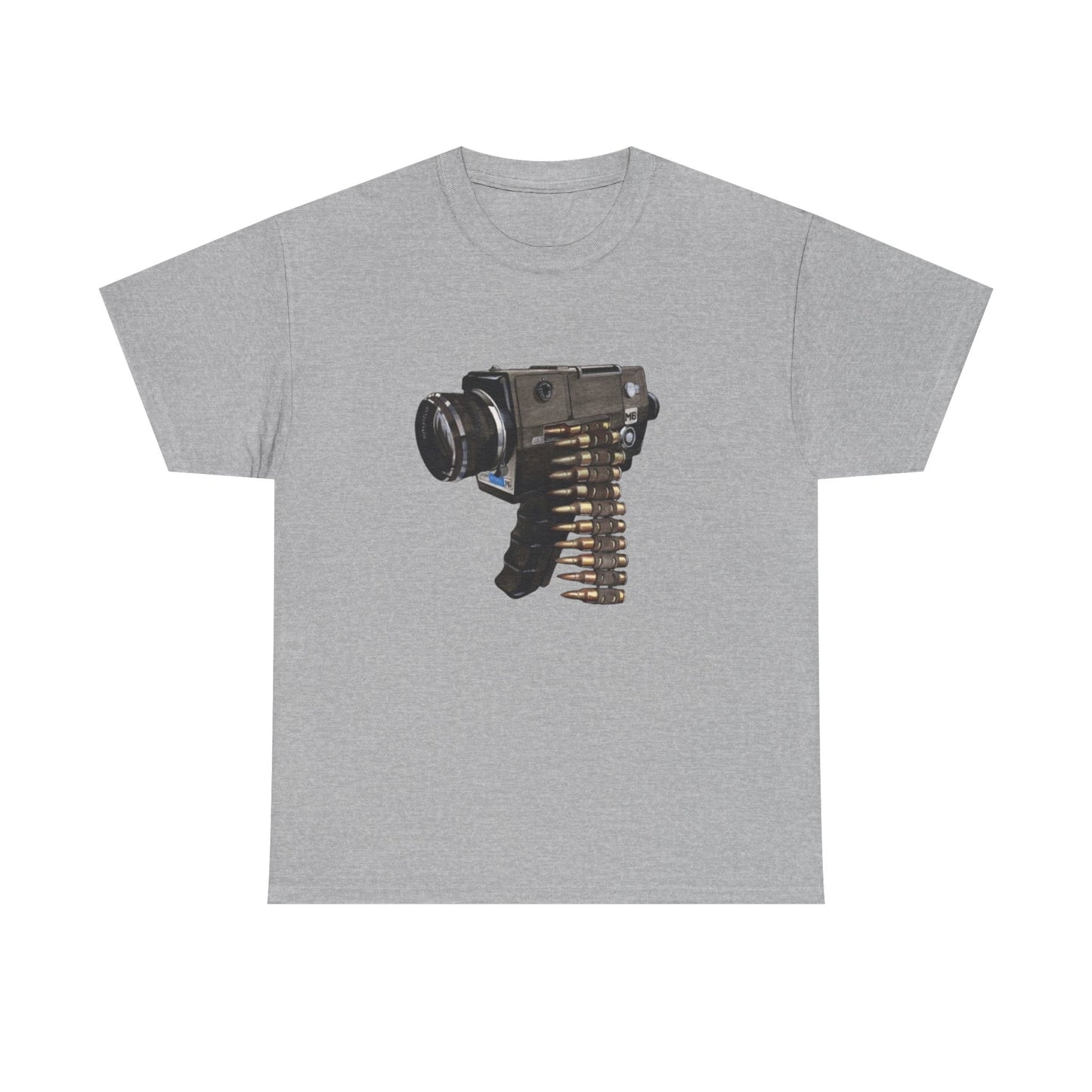 Camera Gun Art Graphic T Shirt Unisex Heavy Cotton Tee